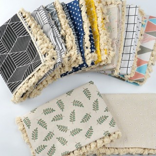 (50/100*75CM_VẢI THÔ VIỀN REN TUA RUA) Khăn phủ máy giặt, Tủ lạnh chống bụi. Khăn trải bàn học sinh