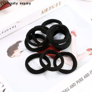 Set 10 Dây Buộc Tóc Co Giãn Không Đường May Màu Đen Tiện Dụng Cho Nữ