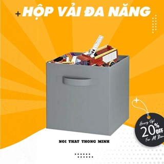  Hộp vải kệ sách tổ ong kích thước chuẩn với từng ô trên kệ màu ghi phù hợp cho 2 màu của kệ gỗ kích thước 26x25x26.5 