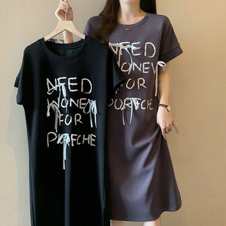 MR [Dress Oversize] (50-95kg) Đầm ngắn tay in hình nơ cỡ lớn dành cho nữ