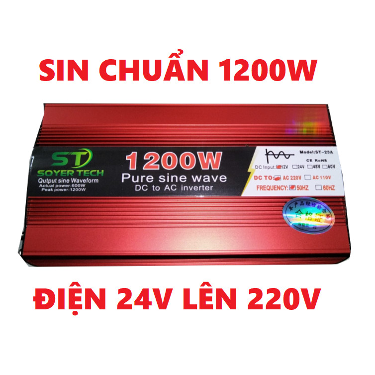 Bộ chuyển đổi điện Sin Chuẩn 1200W-Bộ Đổi Nguồn 24V sang 220V Sin Chuẩn 2000w ST 23-A SOYER TECH