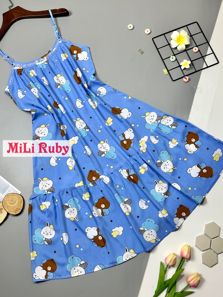 {Home pajamas} Váy lanh - Đầm váy tole mặc nhà hai dây siêu xinh (45-68kg) - Shop MiLi Ruby