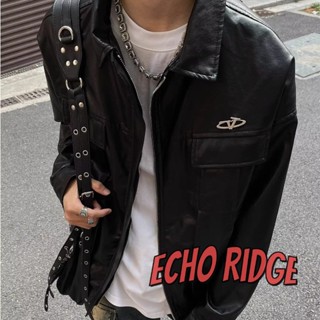  Echo Ridge Heavy Retro Phong Cách Hồng Kông Khóa Kim Loại Áo Khoác Da PU Áo Ngắn 