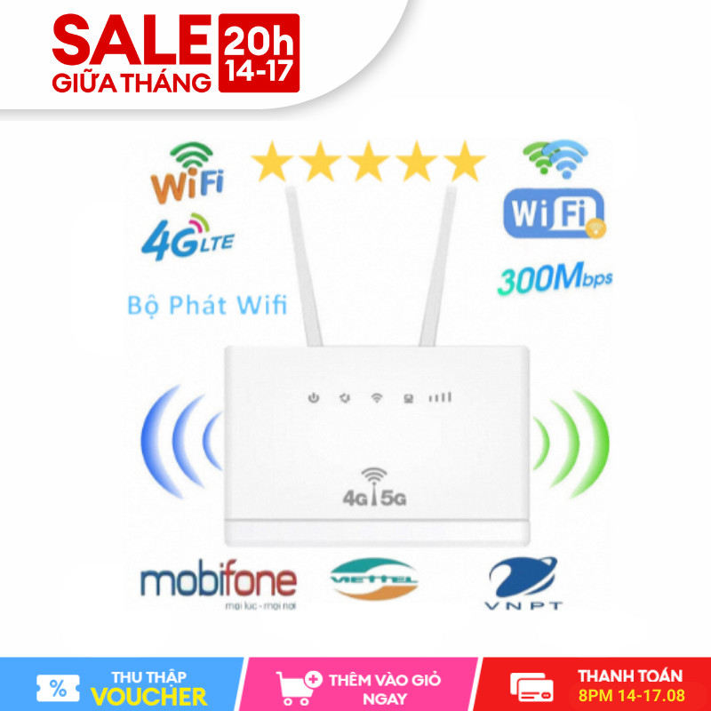 Bộ Phát Wifi 4g/5g LTE 4G tốc độ 300Mbps 3 Cổng Lan ,WIFI Router Kết Nối 32 Thiết Bị, Lắp thẻ SIM để