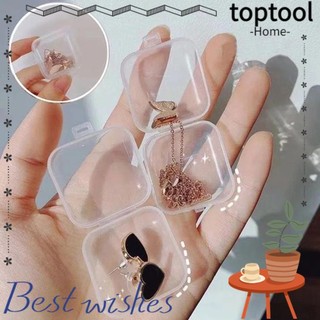 Hộp đựng bông tai TOPTOOL, Hộp lưu trữ vuông nhiều kích cỡ trong suốt, Hộp lưu trữ vòng chống bụi PP