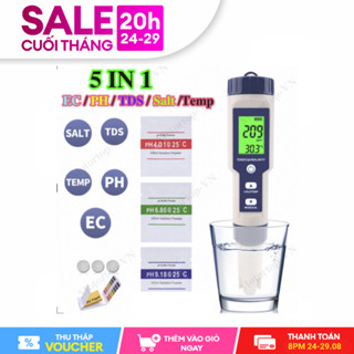 Máy đo ph nước 5 Trong 1 Thử TDS/Ph/Nhiệt độ Bút Thử Nước TDS Bộ Cho Bể Nước Uống,PH bể cá, TDS nước uống, Cây thủy canh