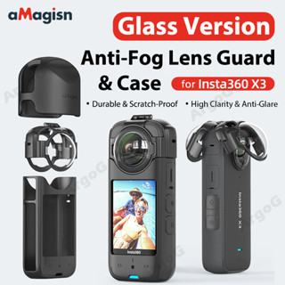  aMagicsn Kính quang học Bảo vệ ống kính chống sương mù cho Insta360 X3 với vỏ silicon & bộ nắp ống kính Vỏ bảo vệ chống trầy xước Phụ kiện Insta360 X3 