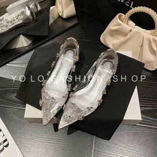 [Có Sẵn Full Box] Giày Bệt Búp Bê Mica Đính Đá Pha Lê Sang Chảnh Nhẹ Nhàng Mẫu Mới 2024 - TG18