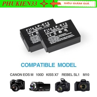  Pin cho Canon LP-E12 tương thích với Canon M10 100D Rebel S1 M M2 M50 M100 - Hàng Chính Hãng 