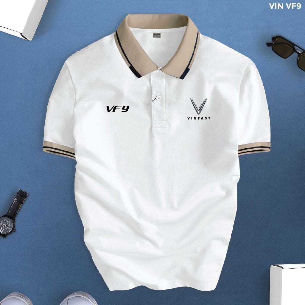 [VINFAST 9] Áo Polo Hãng Xe Vinfast Nam Nữ Phối Cổ, Vải Thun Co Giãn, Nhận In Tên Showroom