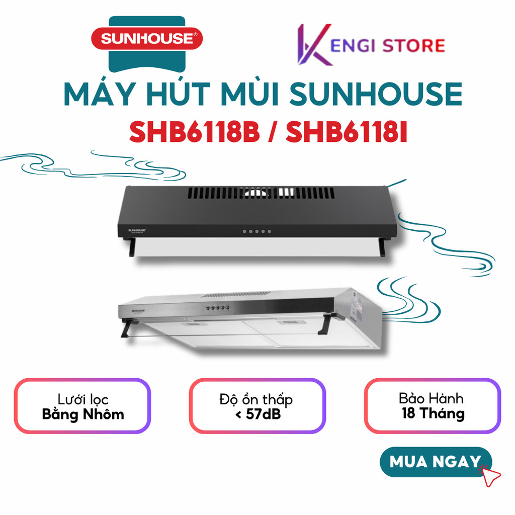 [Freeship Toàn Quốc] Máy Hút Mùi Sunhouse SHB6118I SHB6118B - Bảo Hành Chính Hãng 18 Tháng
