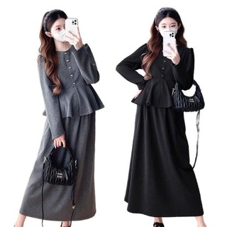 Đầm Bầu thu đông đẹp Sét Suông MAMADRESS Thiết Kế Áo Kèm Chân Váy Tiện Lợi Chất UMI Nỉ Hàn Mềm Mại Xinh Xắn Tiểu Thư S39