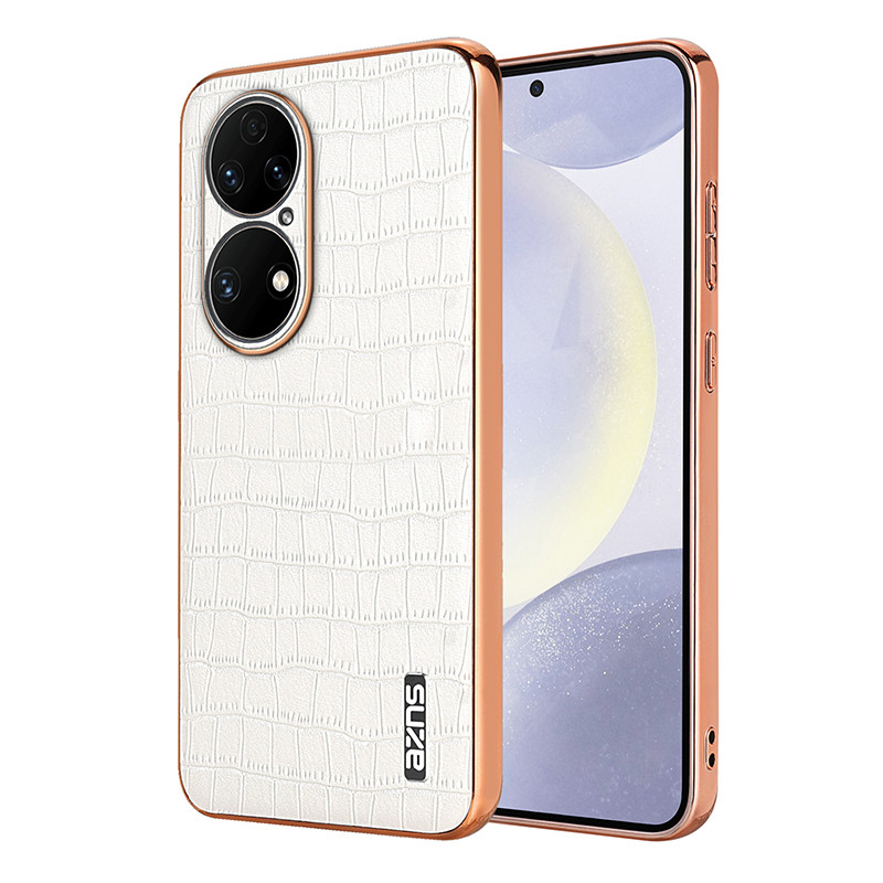 Dành cho Huawei P50 Pro, Ốp điện thoại họa tiết cá sấu cổ điển, vỏ bảo vệ viền mạ mờ chất lượng cao