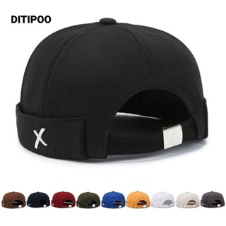 Ditipoo Mũ Docker không vành, Mũ vòm cổ điển màu trơn bằng vải Cotton, Mũ không vành có thể điều chỉnh phong cách giặt ngoài trời mùa đông