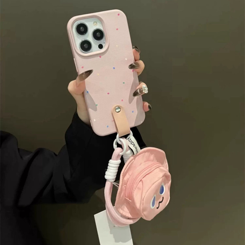 Ốp điện thoại chống rơi IPhone 15 16Pro MAX IPhone 7 Plus 8 Plus 11 Pro MAX IPhone 12 Pro MAX IPhone 13 14 Pro MAX IPhone 15 16Pro IPhone X XR XS MAX với túi mũ biểu tượng cảm xúc màu hồng