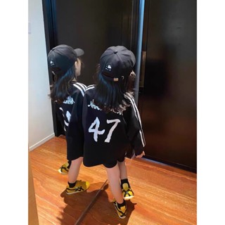 [Khuyến mãi giảm giá 50%] Quần áo trẻ em Hàn Quốc mùa thu cho nam và nữ, quần áo trẻ em, phong cách thể thao kiểu Tây giản dị của Mỹ, áo phông trắng, áo dễ thương, Hàn Quốc 5