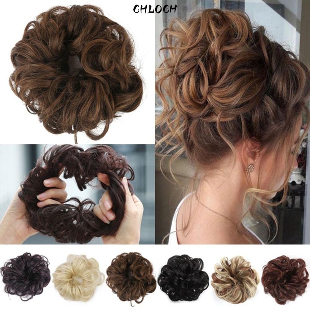 CHLOCH Búi tóc giả xoăn co giãn thời trang cho nữ