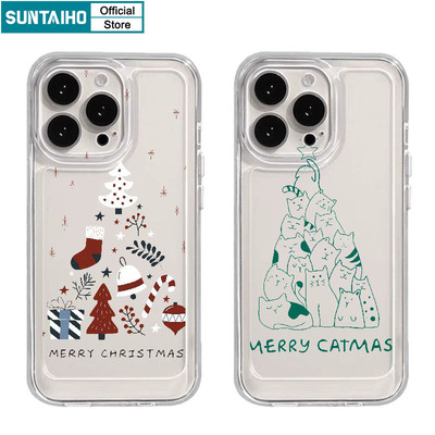 Suntaiho Ốp Lưng iPhone Đẹp trong suốt in hìn Ngộ nghĩnh cute Vỏ Độc Đáo Họa Tiết Giáng Sinh Vui Vẻ Ốp Điện Thoại TPU Mềm Cao Cấp Chống Sốc Cho Iphone 16 15 14 13 12 11 Pro Max IP 7 8 Plus Iphon X Xs XR Xs Max Hàn quốc Ốp Lưng