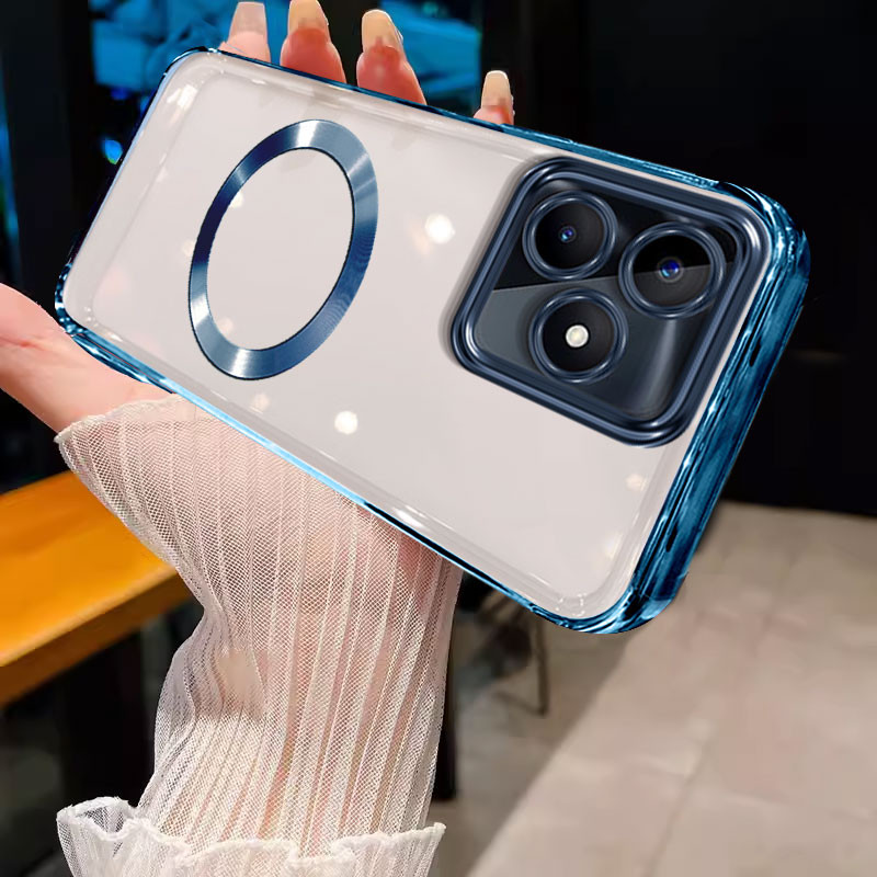 ốp lưng Ốp lưng điện thoại realme Note 50 Ốp lưng trong suốt viền vàng mềm với vòng Hút từ tính bảo vệ giảm xóc wstmcxq01