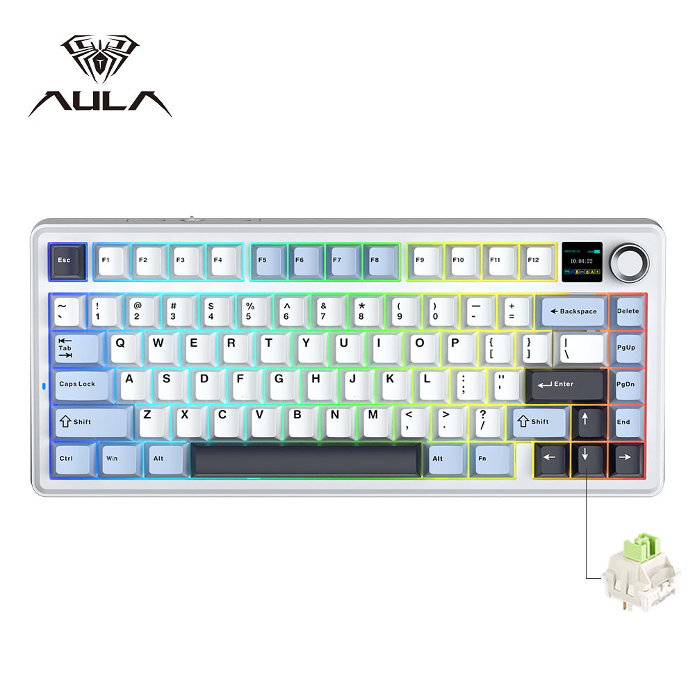 AULA F75 MAX Mechanical Keyboard 75% RGB Three Mode Wired/Bluetooth/2.4G Full Key Hot Swappable Customization E-sports Keyboard with TFT Screen for PC/Mac | BigBuy360 - bigbuy360.vn