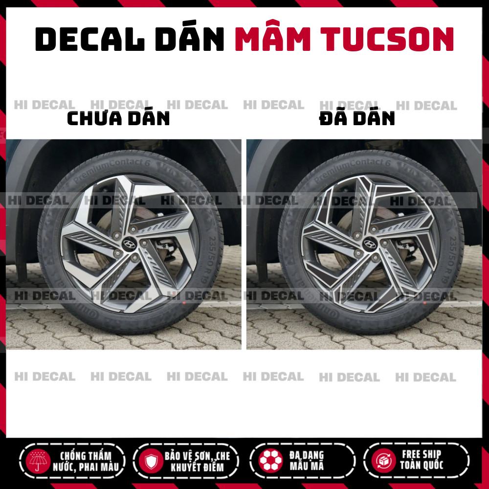 Tem dán mâm Tucson, decal dán lazang tucson tạo điểm nhấn Hi Decal