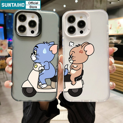 Ốp Điện Thoại Suntaiho Dễ Thương Ngộ nghĩnh Tom Jerry Cặp Đôi Xe Tay Ga Họa Tiết Trong Suốt Mờ Mềm Cao Cấp Vỏ Chống Sốc Cho iPhone 11 12 13 14 15 16 Pro Max IP 7 8 Plus Iphon X XS XR Xs max