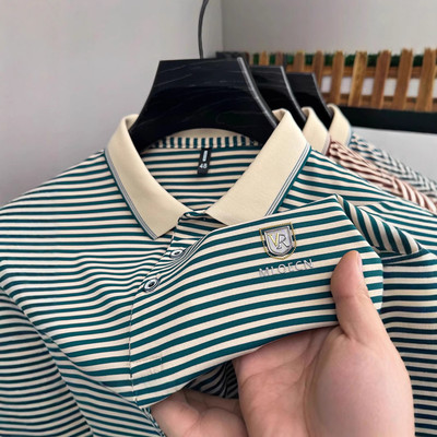 Áo sơ mi polo nam tay ngắn sọc, thoáng khí, co giãn LY76