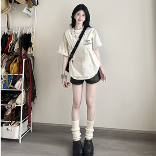 Áo thun nữ form rộng xám tiêu âu mỹ girl phố local brand salute áo phông nữ cotton 100%