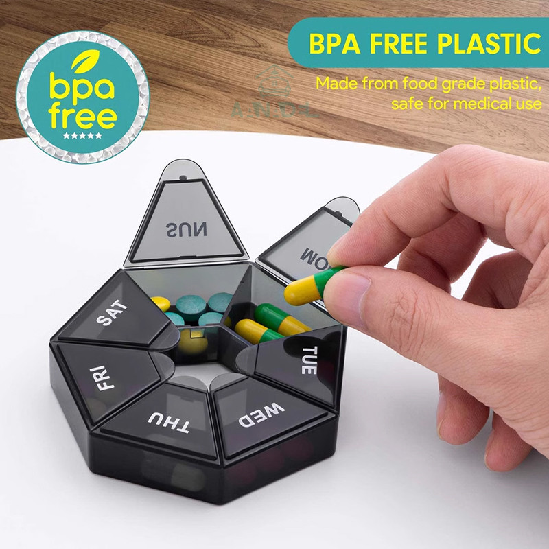 Aanadel📢Hộp thuốc mini One Week 7 Corners Hộp thuốc di động được đóng gói riêng