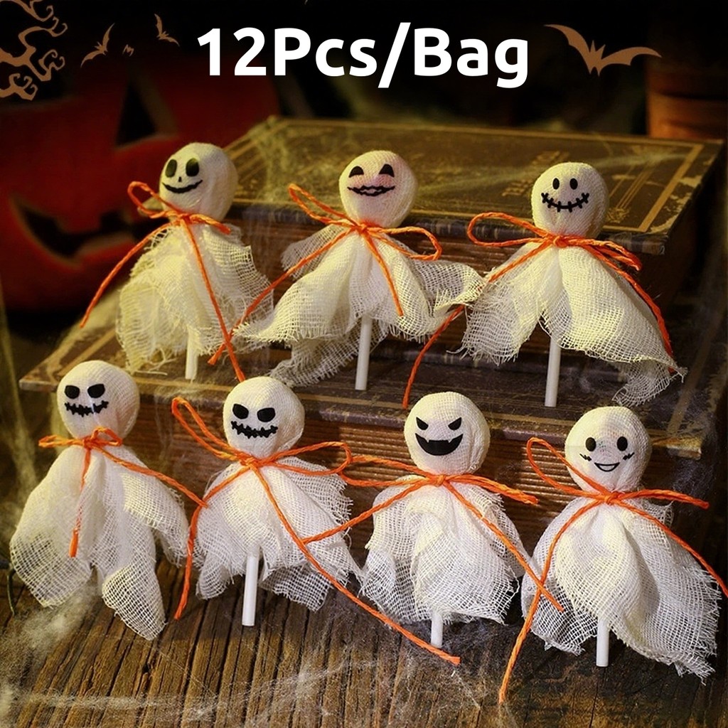 12 Cái / túi Halloween DIY Kẹo Đóng Gói Vải Halloween Ma Lollipop Trang Trí