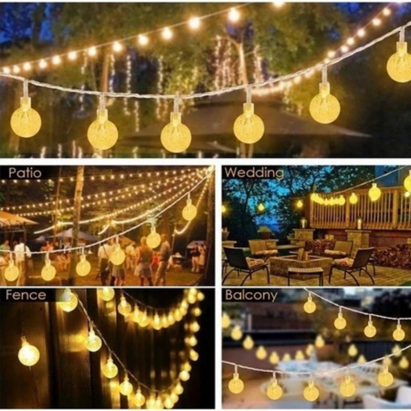 OOKAS Dây Đèn Led Trang Trí Bóng năng lượng mặt trời chống nước chiều dài 7M/12M