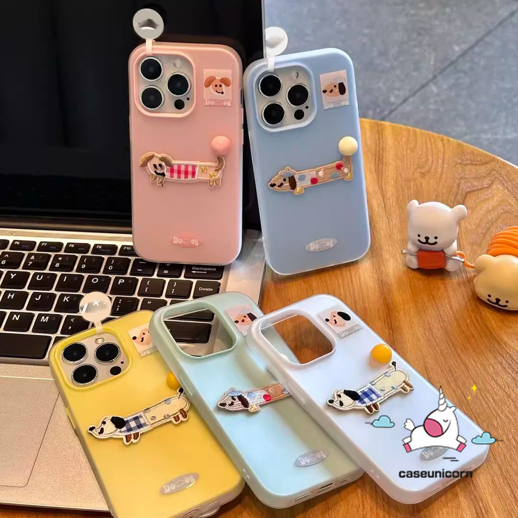 Dễ Thương Dachshunds Dog 3D DIY Búp Bê Bóng Hoạt Hình Puppy Case Tương Thích Cho IPhone 16 15 11 12 