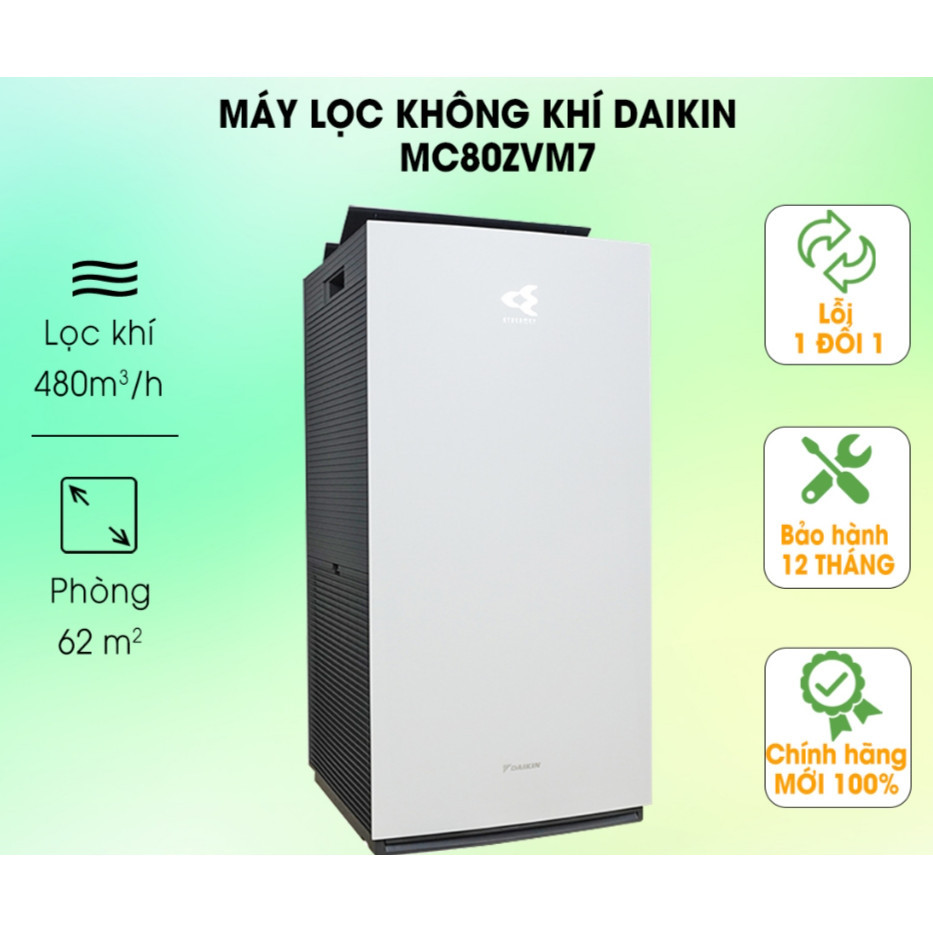 Máy lọc không khí Daikin MC80ZVM7 dùng 62m2, Twin Streamer, màng lọc 10 năm