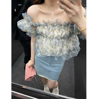 Tay phồng Thiết kế một vai Sense Mùa hè ngắn Top Tube Top Hot Girl Đơn giản phù hợp với mọi trận đấu Sang trọng Độc đáo Tay ngắn Niche Nữ