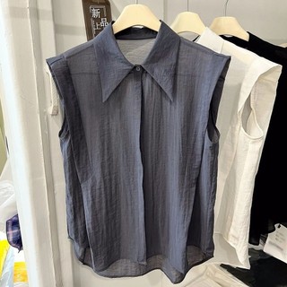 Châu Âu Cổ POLO Màu Trơn Áo Sơ Mi Nữ Mùa Hè Phong Cách Mới Rời Ôm Hơn Nhìn Thoáng Khí Nhẹ Áo Sơ Mi Nhỏ Top