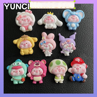 Dụng Cụ Charm Trang Trí Sanrio Piggy Cross-Dressing Doll Set Hoạt Hình Nhựa Trang Sức Phụ Kiện diy Vỏ Điện Thoại Kem Keo Handmade Kẹp Tóc Miếng Dán