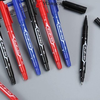 Wangmcai 2 Cái / bộ Bút đánh dấu hai đầu, Bút đánh dấu da hình xăm mực đen / đỏ / xanh dung tích lớn, Văn phòng phẩm Đầu bút mỏng chống thấm nước Đầu bút trang điểm hình xăm kép