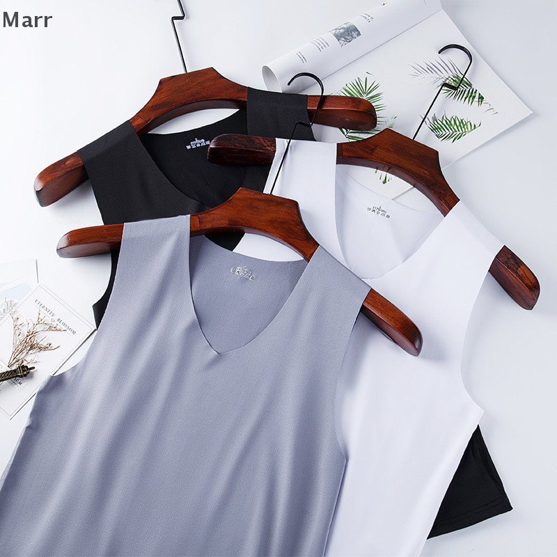 Áo lót nam có sẵn Áo Vest mùa hè nam không dấu vết Ice Silk Top Slim Fit Thể thao thể thao không tay thoáng khí Singlet Tốt