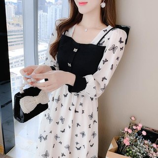 Đầm Nơ Trà Pháp Váy Nơ Nữ Cao Cấp Đầu Người Nổi Tiếng Váy Dài Tay