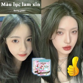 Thuốc nhuộm tóc xanh lá，Màu lục lam xỉn，Nhật Bản nhập khẩu thuốc nhuộm tóc, thuốc nhuộm tóc đơn giản như tóc