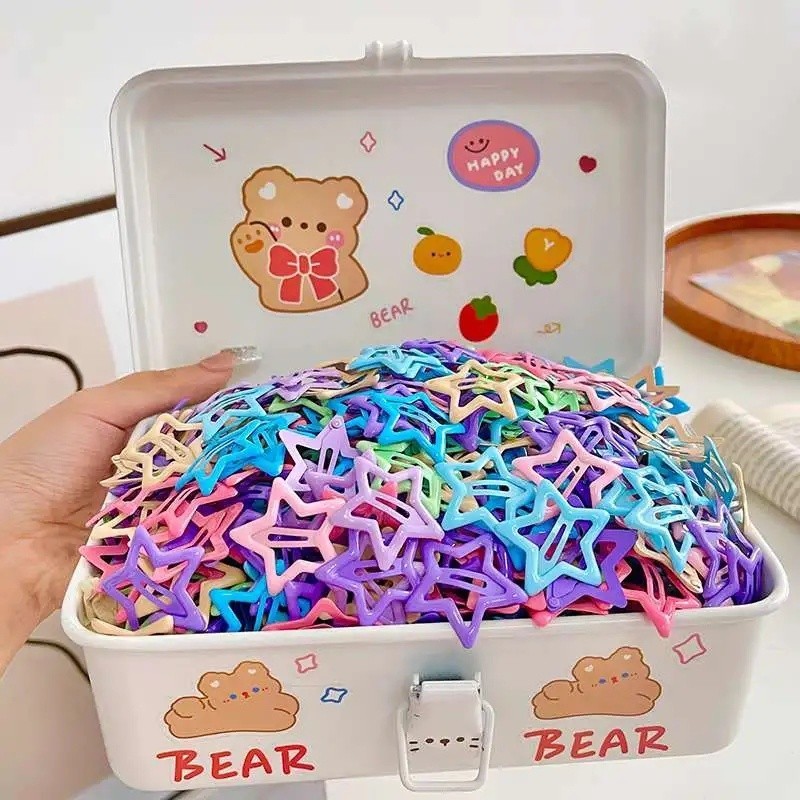Bộ 60 Chiếc + HỘP INS Dopamine Star Bb Kẹp Bộ Kẹp Tóc Ngôi Sao Kẹp Tóc Cho Bé Gái Kẹp Tóc Y2K Kẹp Tó