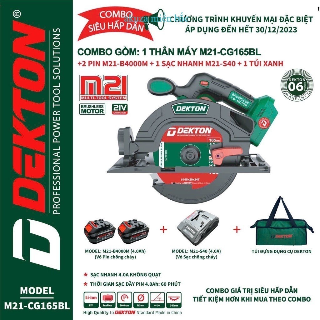 Combo Máy cưa gỗ Dekton M21-CG165BL không chổi than . miền bắc