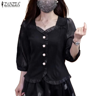Zanzea Áo kiểu nữ cổ vuông thời trang Hàn Quốc mùa hè 3 / 4 tay