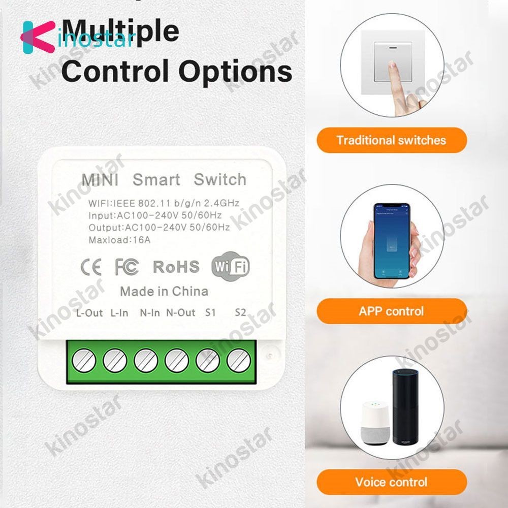 Mô-đun Công Tắc đèn Thông Minh Tuya 16a Mini Wifi Bluetooth Chế độ Kép 16a điều Khiển Từ Xa.