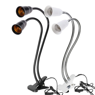 Đế kẹp bóng đèn học, đọc sách đầu giường, đèn học kẹp bàn, thân đèn 40cm xoay 360 độ, bóng đèn led e27 - 220v