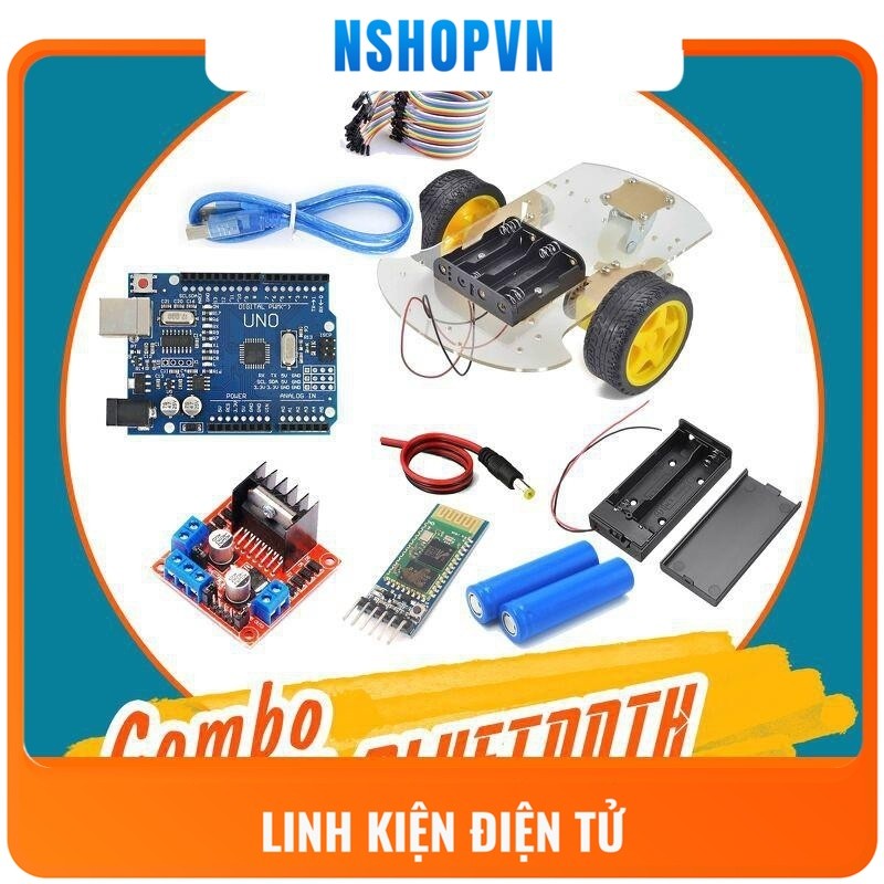 Combo tự làm xe 3 bánh bluetooth Arduino full bộ tự lắp có hỗ trợ code