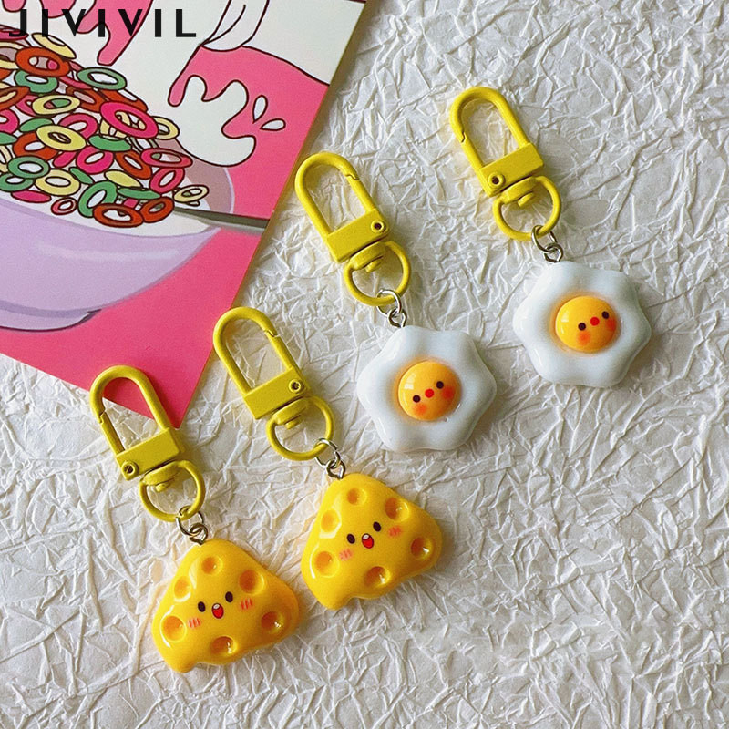 Jivil Sinh Viên Móc Khóa Dễ Thương Trứng Săn Trộm Phô Mai Bạn Gái Cặp Đôi Quà Tặng Schoolbag Phụ Kiện