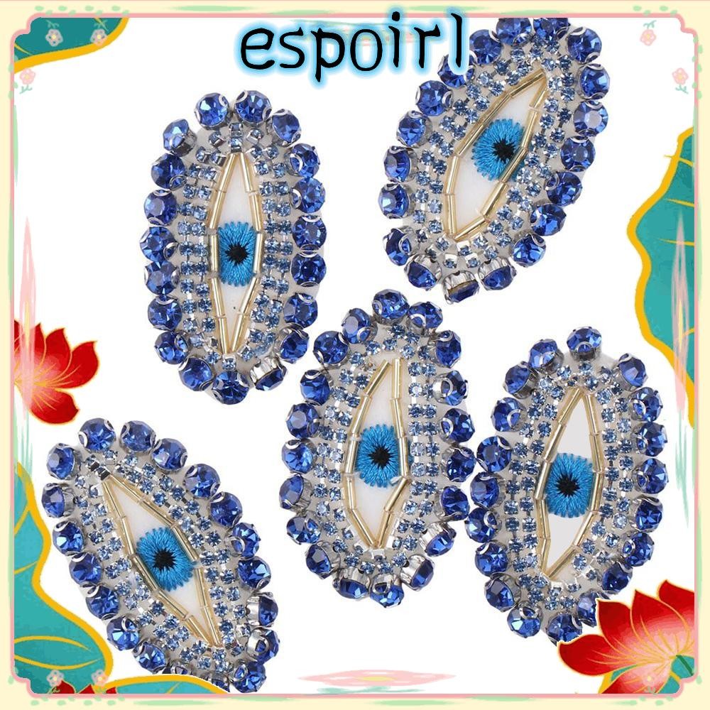 ESPO Blue Bling Crystal Thạch Anh, Gói 5 Miếng Dán Mắt Ác Ai Cập 3.8 * 5.9cm, Bling Evil Eye Thêu Ma