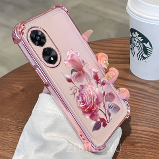 [Chống sốc] Ốp lưng TPU OPPO A1 A2 A3 5G PRO Vỏ mềm trong suốt họa tiết hoa hồng mới nhất