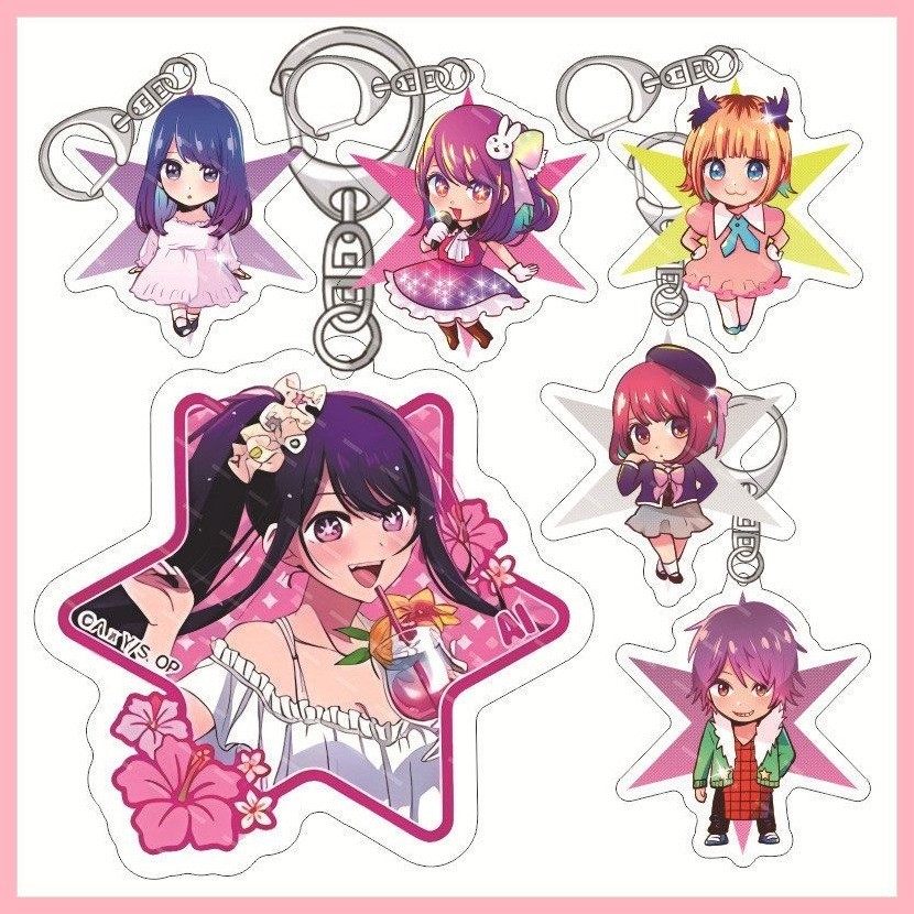 Móc Khóa Oshi no Ko Hoshino Aishino Akuamarin Hoshino Rubii Móc Khóa Mặt Dây Chuyền My Push Child Os